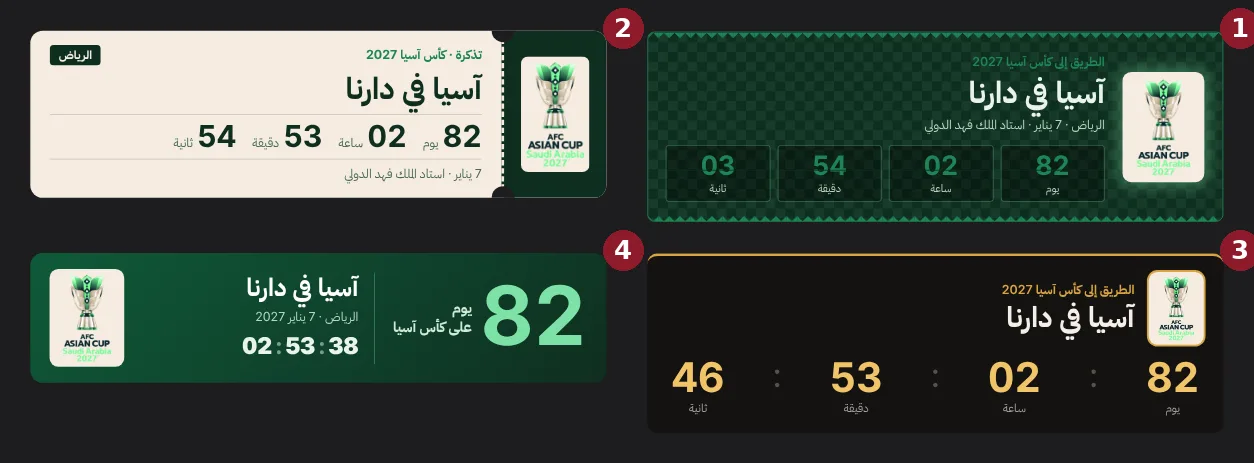 أربعة أشكال للوحة كأس آسيا